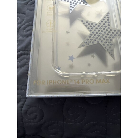 XO Poppy IPhone Glitz & Glam Case 14 PROMAX  Silver And Gold Glitter Stars New - Picture 3 of 4